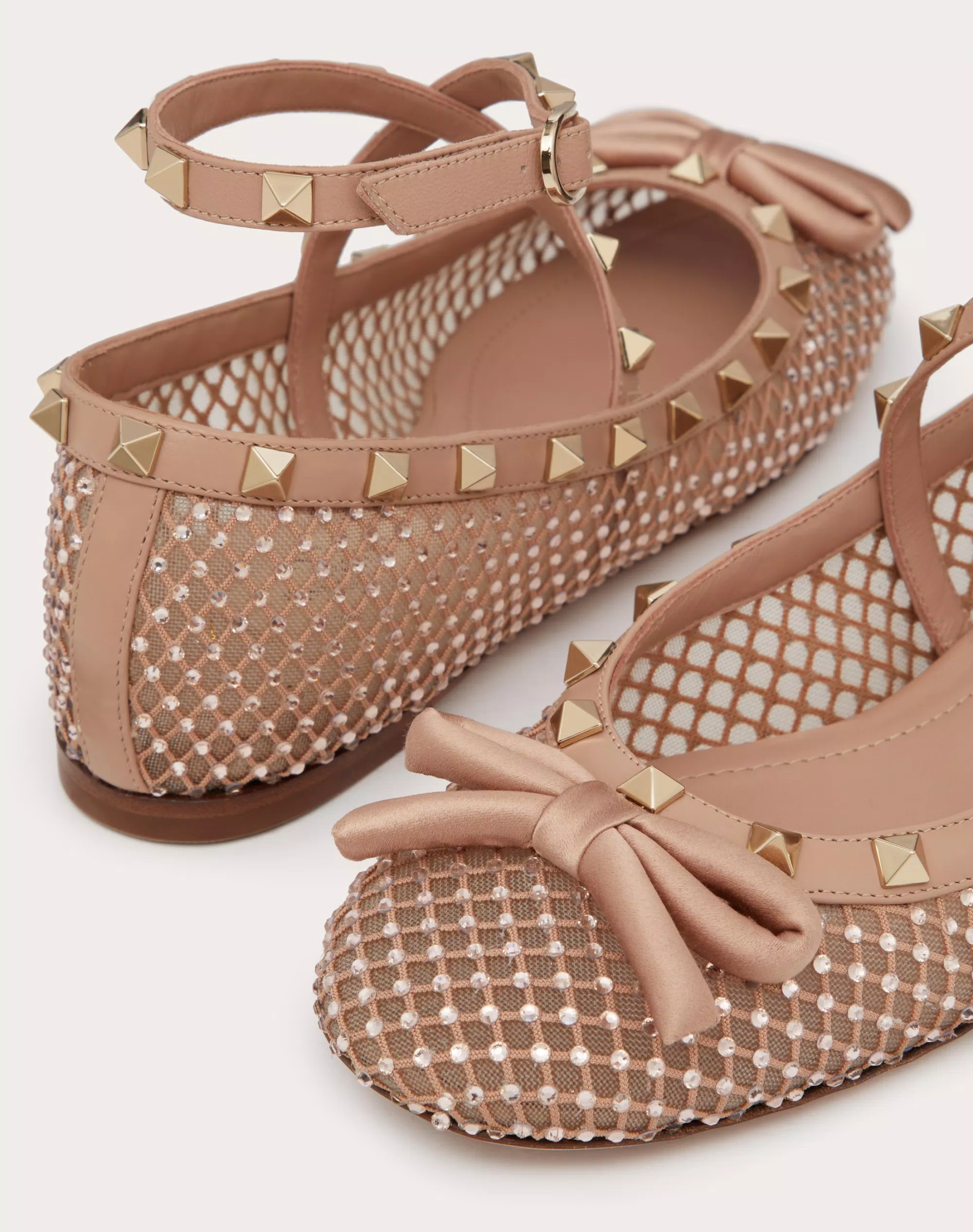 ROCKSTUD MESH BALLERINA WITH CRYSTALS